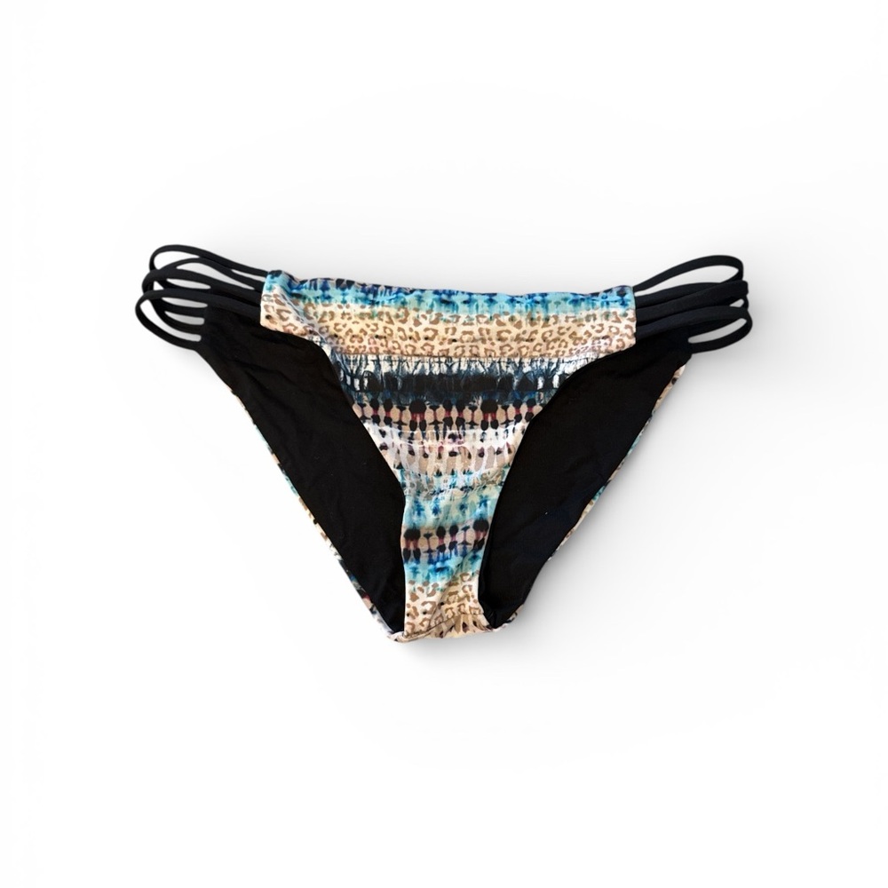 L*Space reversible Black and Blue Patterned Bikini Bottom